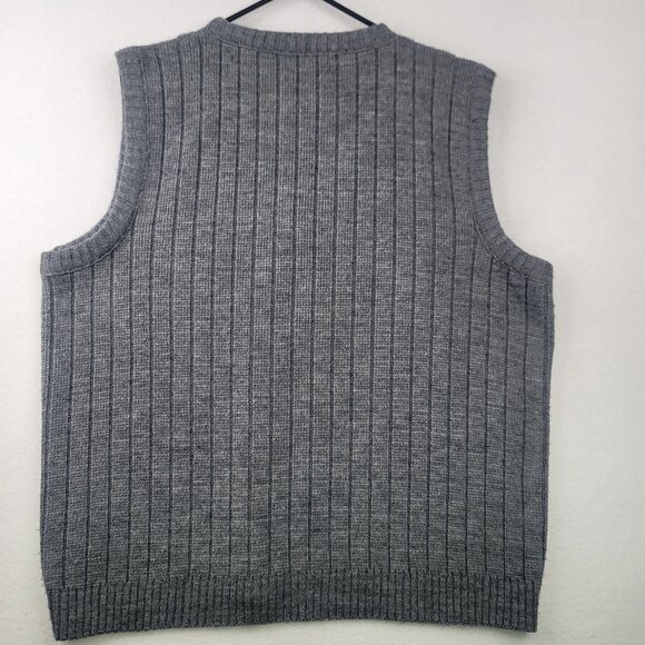 Area Vintage Mens Sweater Vest Large Ribbed Knit Sleeveless Classic Design USA - Picture 3 of 6